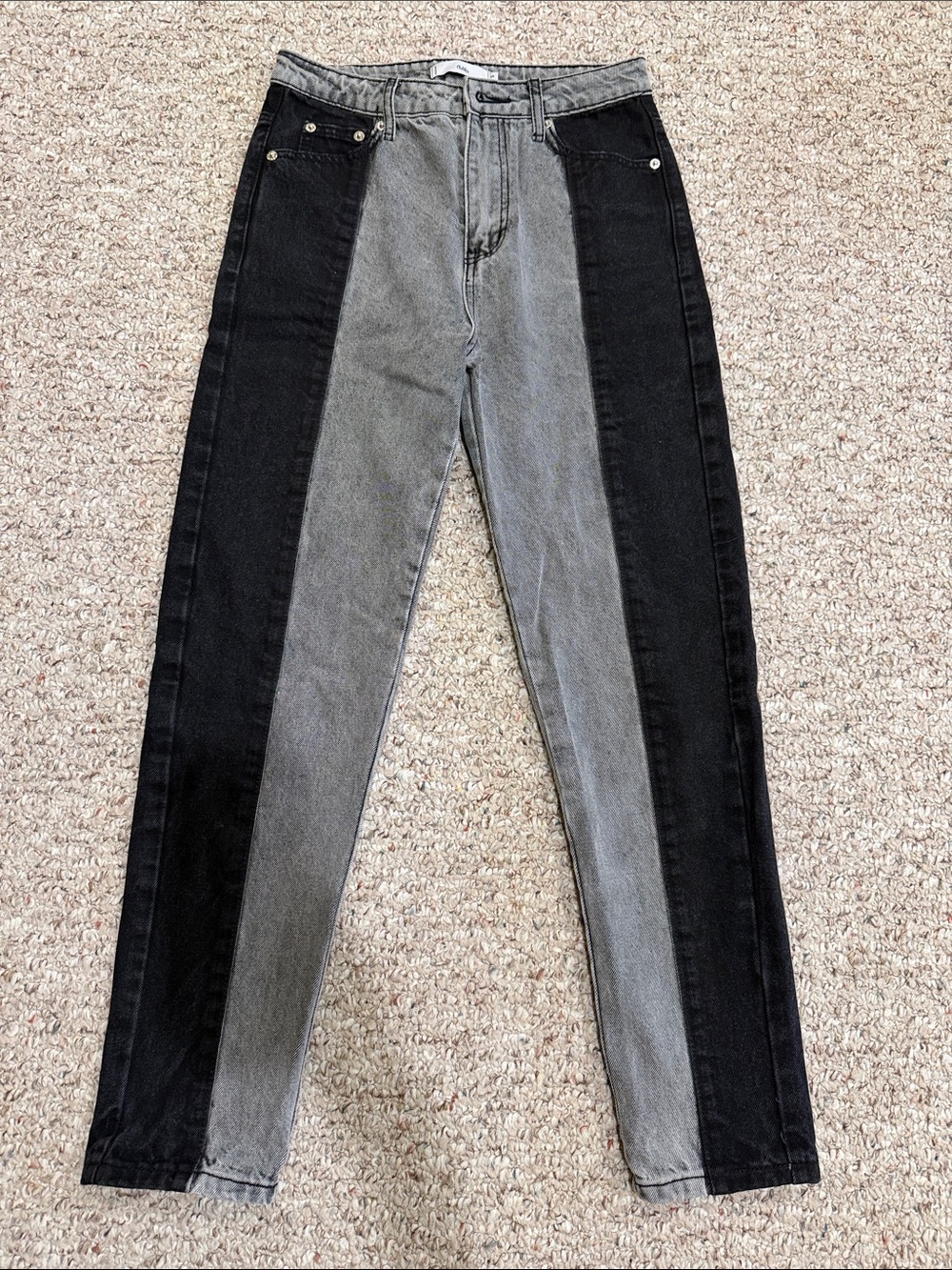 Adika Two-Tone Black & Gray High-Rise Skinny Jeans